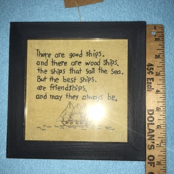 FRIENDSHIP Needlepoint framed with wood and glass - Picture 5 of 5